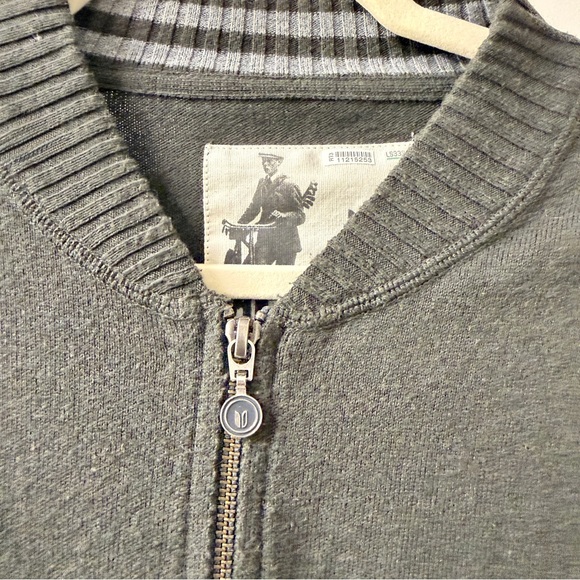 LINKSOUL John Ashworth Mens Full Zip Sweater L Olive Green Cotton Cashmere EUC - Picture 5 of 7